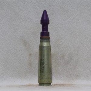 0mm Vulcan dummy round with fired steel case and purple proof test projectile, Price Each