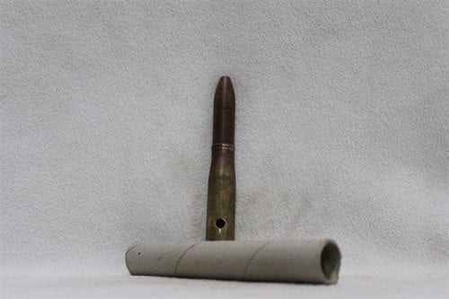 20mm Oerlikon brass case dummy round, need polishing, with paper protector tube, Price Each