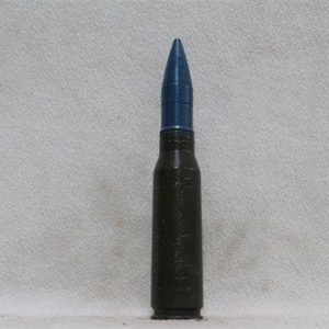 25mm Bushmaster fired case dummy round with blue tp projectile, Price Each