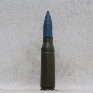 25mm Bushmaster new case dummy round with blue tp projectile, Price Each