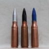 25mm Bushmaster original solid steel dummy round, painted assorted colors, Price for set of Three.