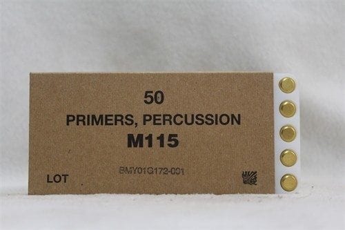 25mm Bushmaster percussion primers, Box of 50, pe (sold only to ffl, test labs or dd licensees)