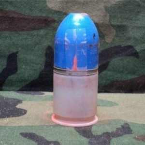 M79/203 Live target practice ammo with cracked blue plastic cap. Most rounds will chamber. 25 round pack