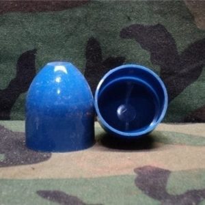 40 mm Hollow blue plastic caps.
