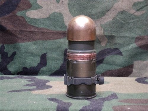 40mm Mark 19 dummy round with fired case, Gold tip and link.