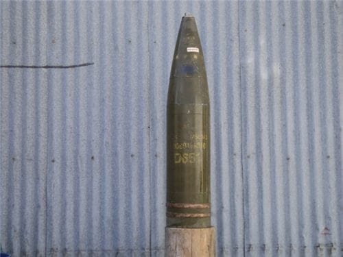 8 Inch cluster bomb projectile with out nose fuse.