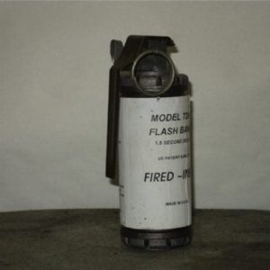 Flash bang, Inert, Fired with fired fuse, Trip wire holder and spoon.