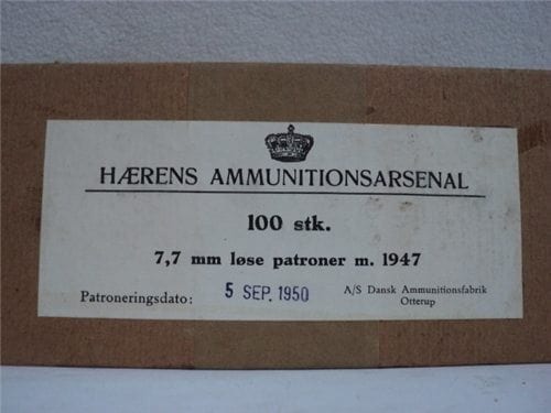 303 British wood tip blanks, 100 round box marked HAERENS Ammunition arsenal.