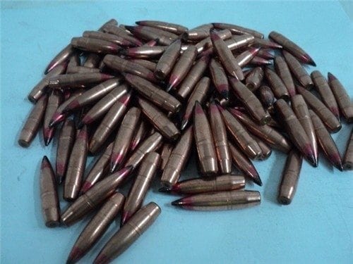 .310 Diameter 156 grain black and red tip API projectiles. 100 projectile pack.