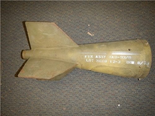 Inert Bomb tail fin Assembly marked MAU-93C, 8/73 for 250# to 500# bombs
