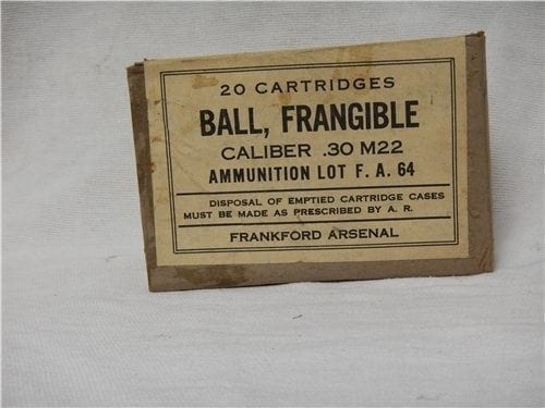 30-06 U.S. Frangible ammo. WW II 20 round box
