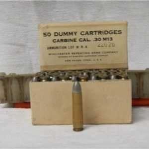 30 carbine dummy rounds in original 50 round box.