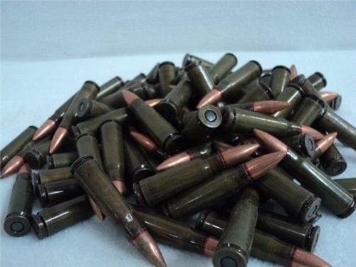 7.62×39 ball ammo Comm Block lacquered green case Steel core pre 1986 ammo. 100 round pack.