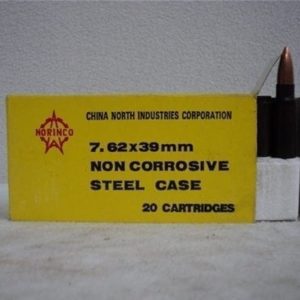 7.62×39 ball ammo Norinco Steel core pre 1986. . 20 round box.