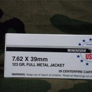 7.62×39 winchester ball ammo. Reloadable. 20 round box.
