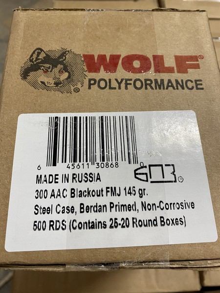 Wolf 300 ACC Blackout. 145 Grain steel case. 500 rounds. Ammo www.cdvs.us