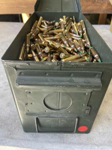 5.56×45 62 grain M855 brass case ammo. 1000 rounds in free 50 cal. metal ammo can. 223 / 5.56x45 www.cdvs.us