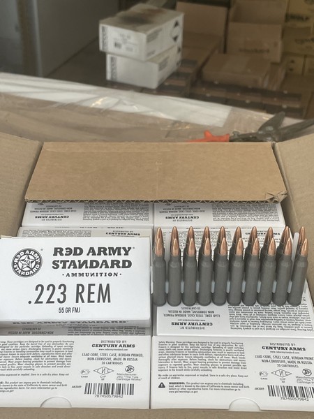 Red Army .223- 55 grain steel case ammo. 1000 round case 223 / 5.56x45 www.cdvs.us