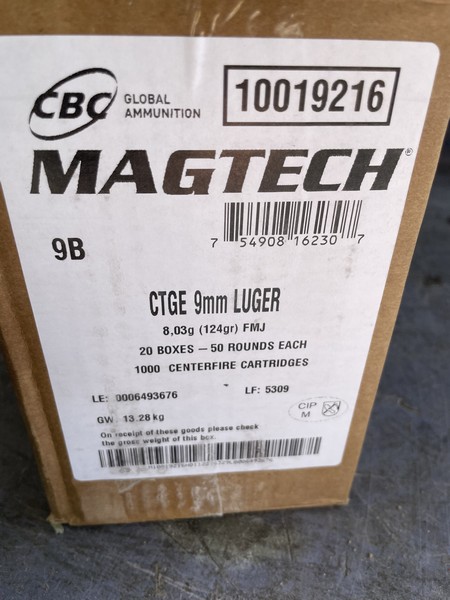Magtech 9mm Brass case, 124 Grain FMJ ammo. 1000 round case 9MM www.cdvs.us