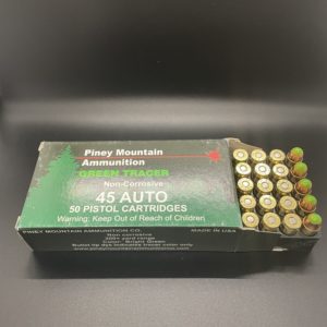 45 ACP Piney Mountain Green Tracer ammo. 50 rounds Tracer Ammo www.cdvs.us