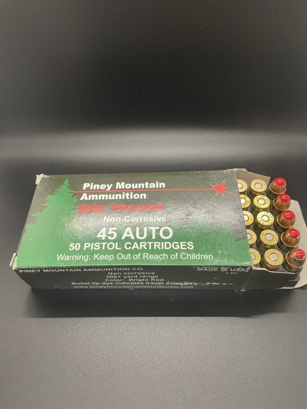 45 ACP Piney Mountain Red Tracer ammo. 50 rounds 45 ACP www.cdvs.us