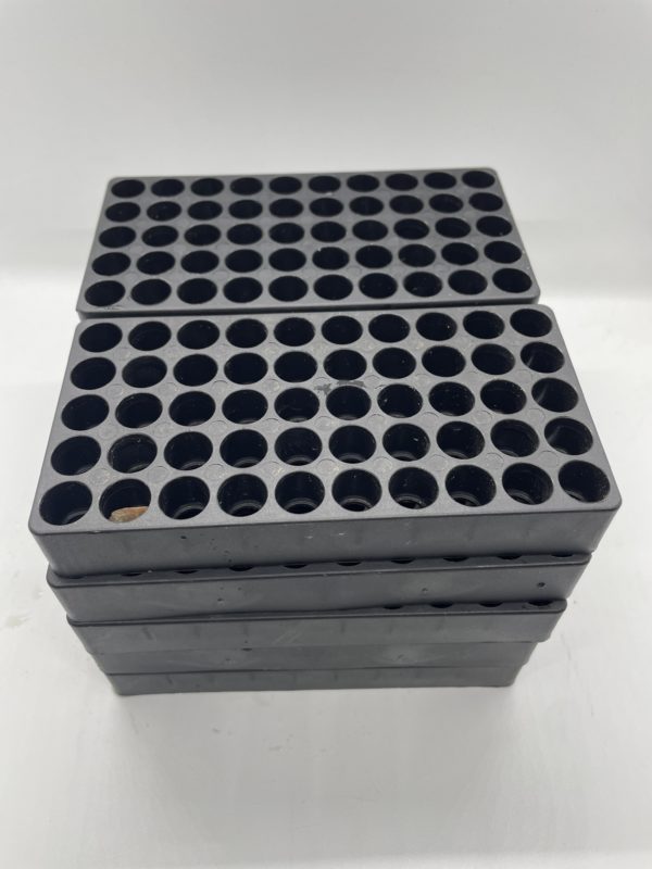 BLACK PLASTIC AMMUNITION TRAY FOR 9MM, 380, .38,  – 50 ROUND CAPACITY. 25 PACK 9MM www.cdvs.us