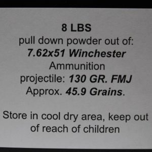 7.62×51 130 Grain FMJ pull down powder. 8 LBS De-Mill Products www.cdvs.us