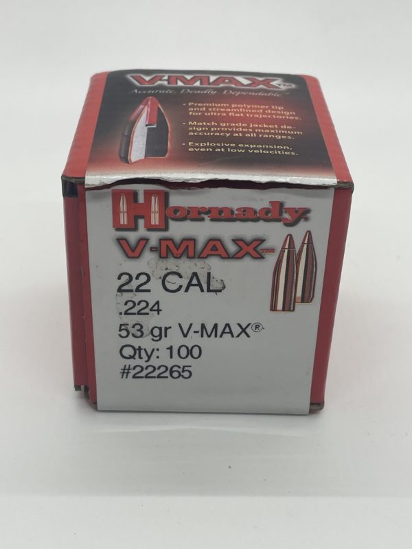 22 Cal .224 53 gr V-MAX. 100 Bullets Limited Supply www.cdvs.us