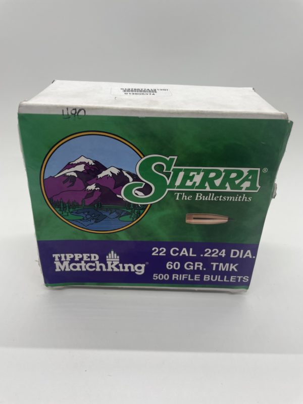 Sierra .22 Caliber 60 Grain 500 Box Tipped MatchKing Rifle Bullets. Partial Box. 190 bullets out of 200 Limited Supply www.cdvs.us