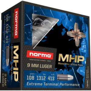 Norma Home Defense MHP Ammunition 9mm Luger 108 Grain Monolithic Hollow Point Lead Free Box of 20 New Products / Sale products www.cdvs.us