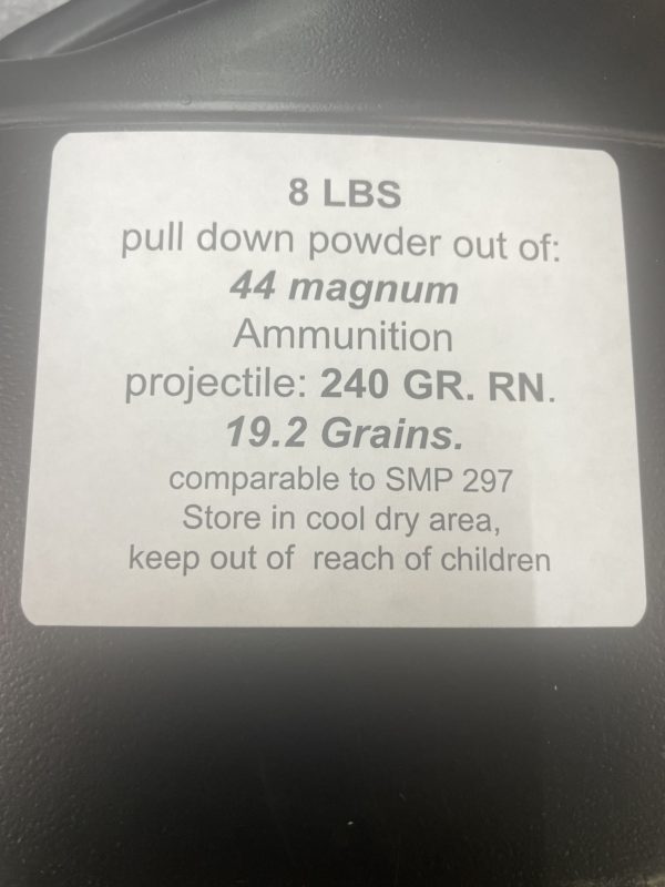 44 Magnum pull down powder. 8LBS De-Mill Products www.cdvs.us