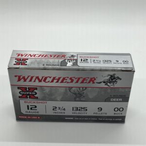 Winchester Super-X Ammunition 12 Gauge 2-3/4″ Buffered 00 Buckshot 9 Pellets. 5 round box 12 Gauge www.cdvs.us