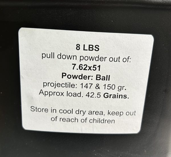 7.62×51 Pull Down Powder. 8 LBS De-Mill Products www.cdvs.us