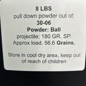 30-06 pull down powder. 8 LBS. De-Mill Products www.cdvs.us