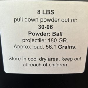 30-06 pull down powder. 8 LBS. De-Mill Products www.cdvs.us