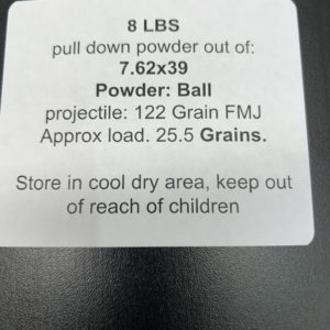 7.62×39 pull down powder. 8 LBS. De-Mill Products www.cdvs.us